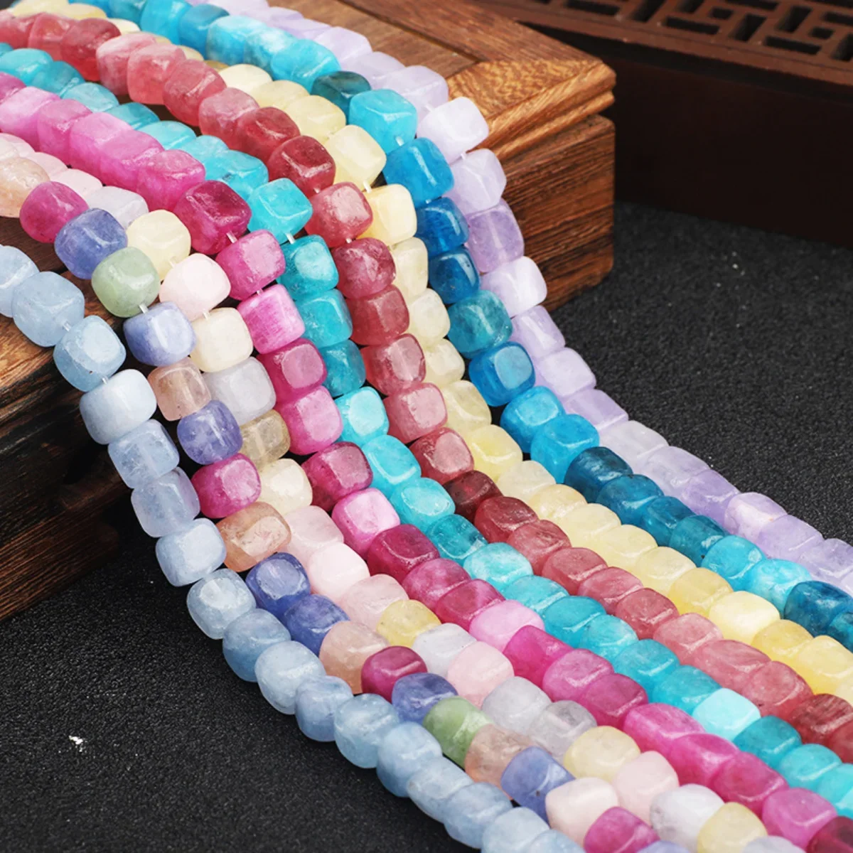 

8*8mm Natural Square Beads Tourmaline Aquamarines Mixed Gem Loose Spacer Cube Beads For Jewelry Making DIY Bracelet Necklace
