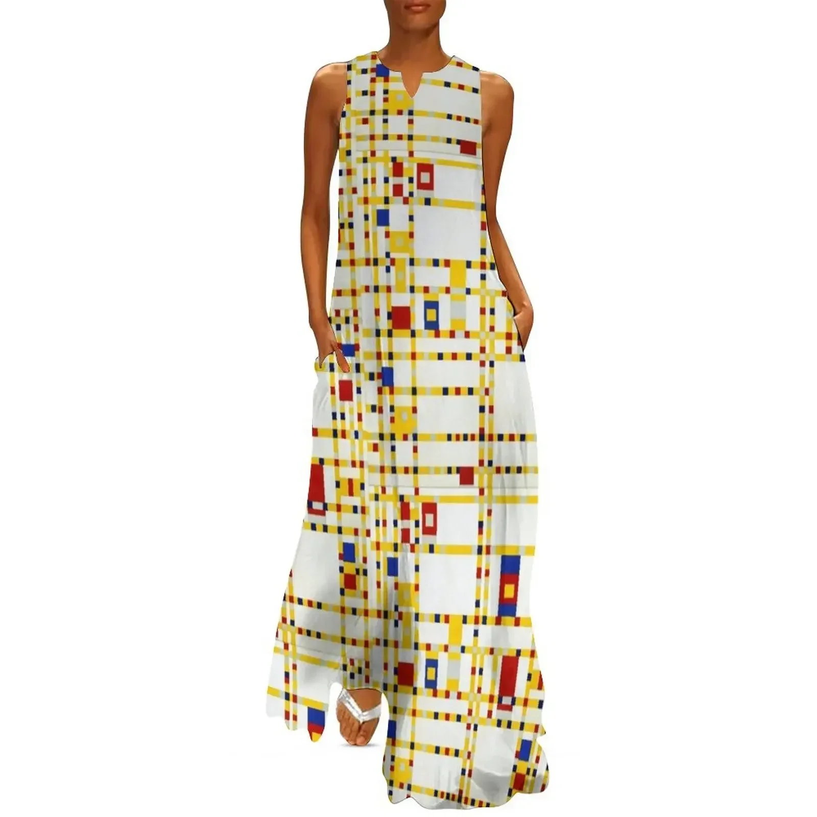 

Mondrian Broadway Boogie Woogie Long Dress Dress for girls Clothing female women evening dress party dresses women