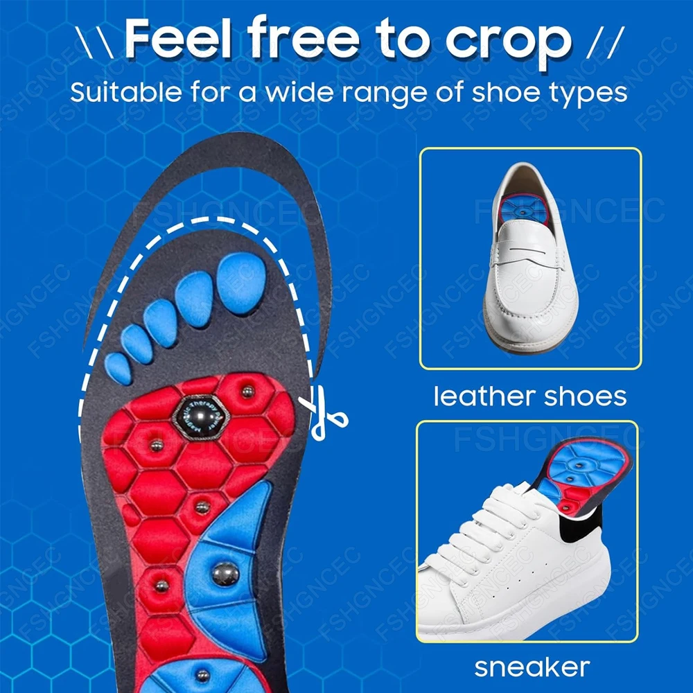 Magnetic Acupressure Insoles for Shoes Flat Foot Arch Support Plantar Fasciitis Orthopedic Insoles for Man Woman Weight Loss