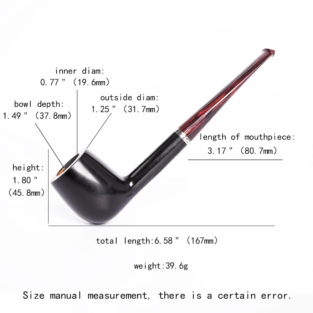 

MUXIANG briar tobacco pipe straight handle long billiard pipe handmade vulcanized oak pipe mouth 3mm pipe channel father gift