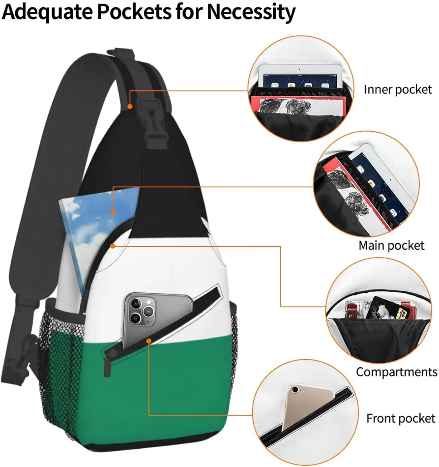 Borsa a tracolla elegante e pratica con stampa bandiera per tutti i tuoi viaggi e uso quotidiano Zaino pettorale Zaino piccolo per donna uomo