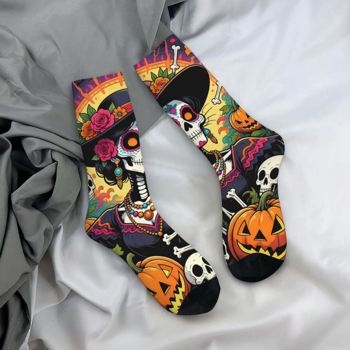 

Носки на все случаи жизни с тематикой Дня мертвых, модные длинные носки для мужчин и женщин, подарки на День святого Валентина