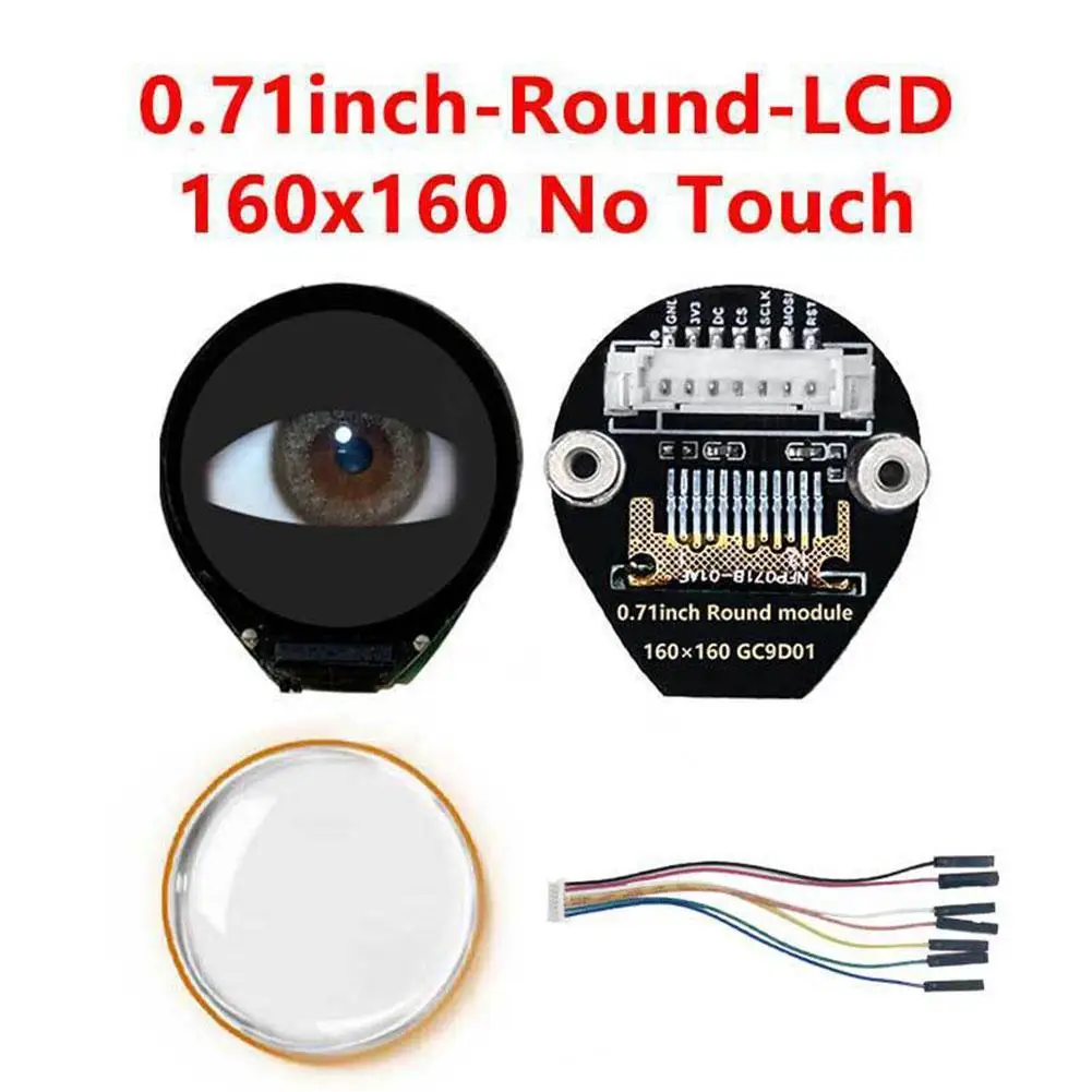 Dual Electronic Eyes 0.71 Inch Round LCD Display RGB IPS HD for Arduino Raspberry/Pi/PICO/STM32 60×RGB×160 SPI Driver GC9D01