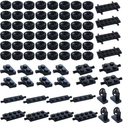 Building Blocks MOC City Cars Wheel Sets Pack Tires DIY Models Shaft Plate Holder Axle with Pin Accessories Construction Toys