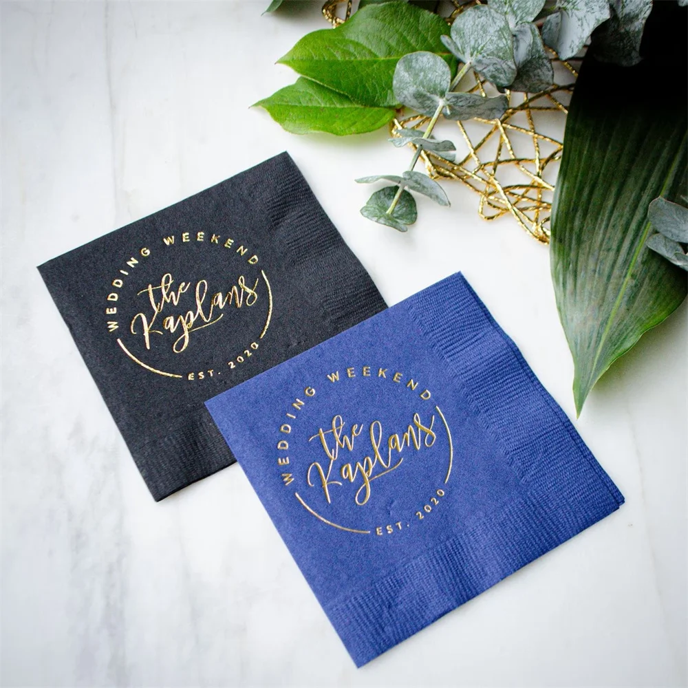 

Personalized Birthday Napkins, Custom Cocktail Napkins, Printed 3 Ply Beverage Napkins, Gold Foil Napkins, Birthday Party Decora