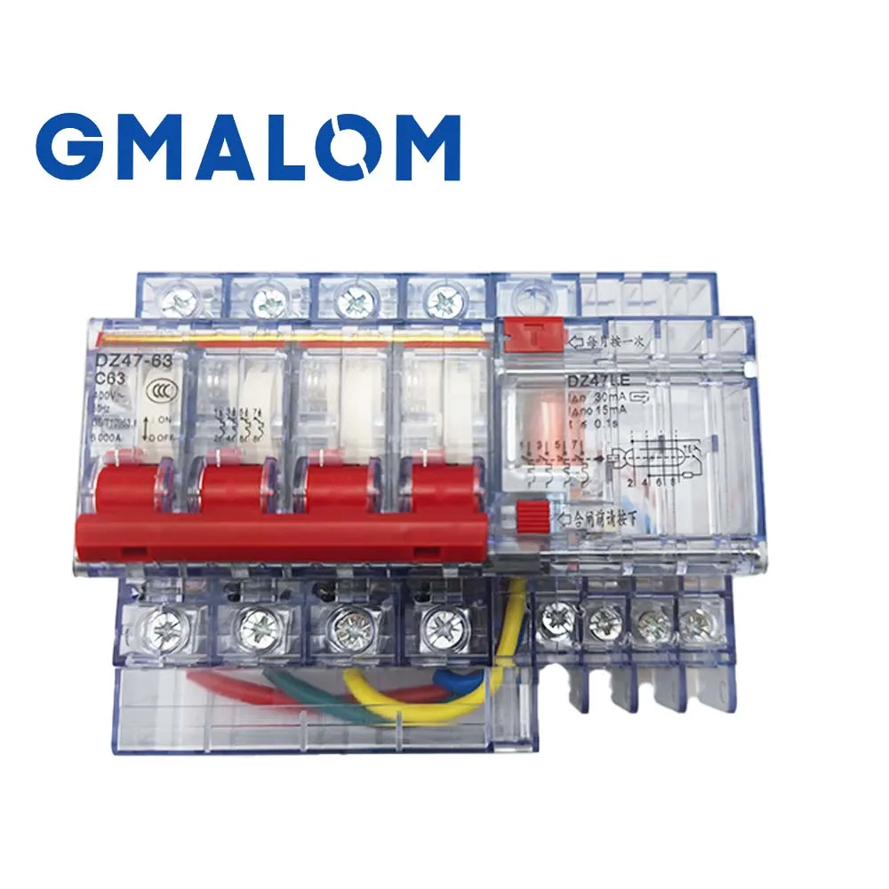 Residual current circuit breaker 1P 2P 3P 3P+N 4P AC400V RCBO MCB Main switch with surge protector with Lightning protection SPD