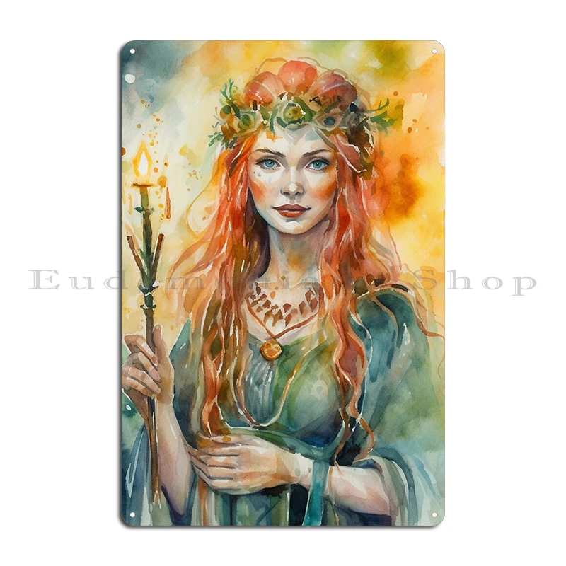 Goddess Brigid Brigid Celtic Goddess Fire Poetry Healing Poster with Name Metal Cinema Garage Club Wall Decor Tin Sign Poster