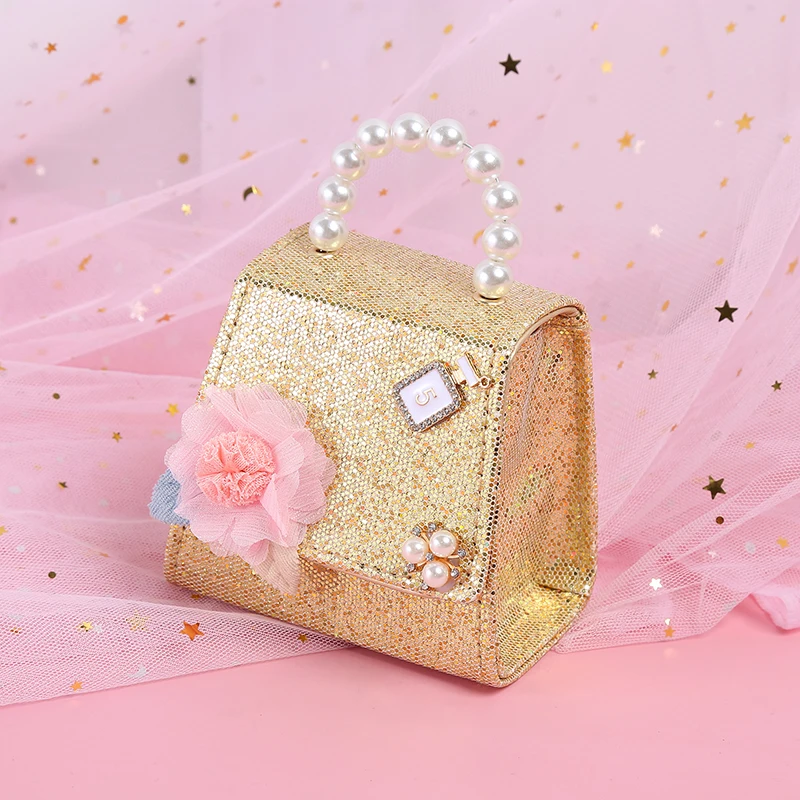 Moda princesa presente de aniversário mini bolsa mensageiro moeda bolsa praça pérola pequena corrente menina atacado