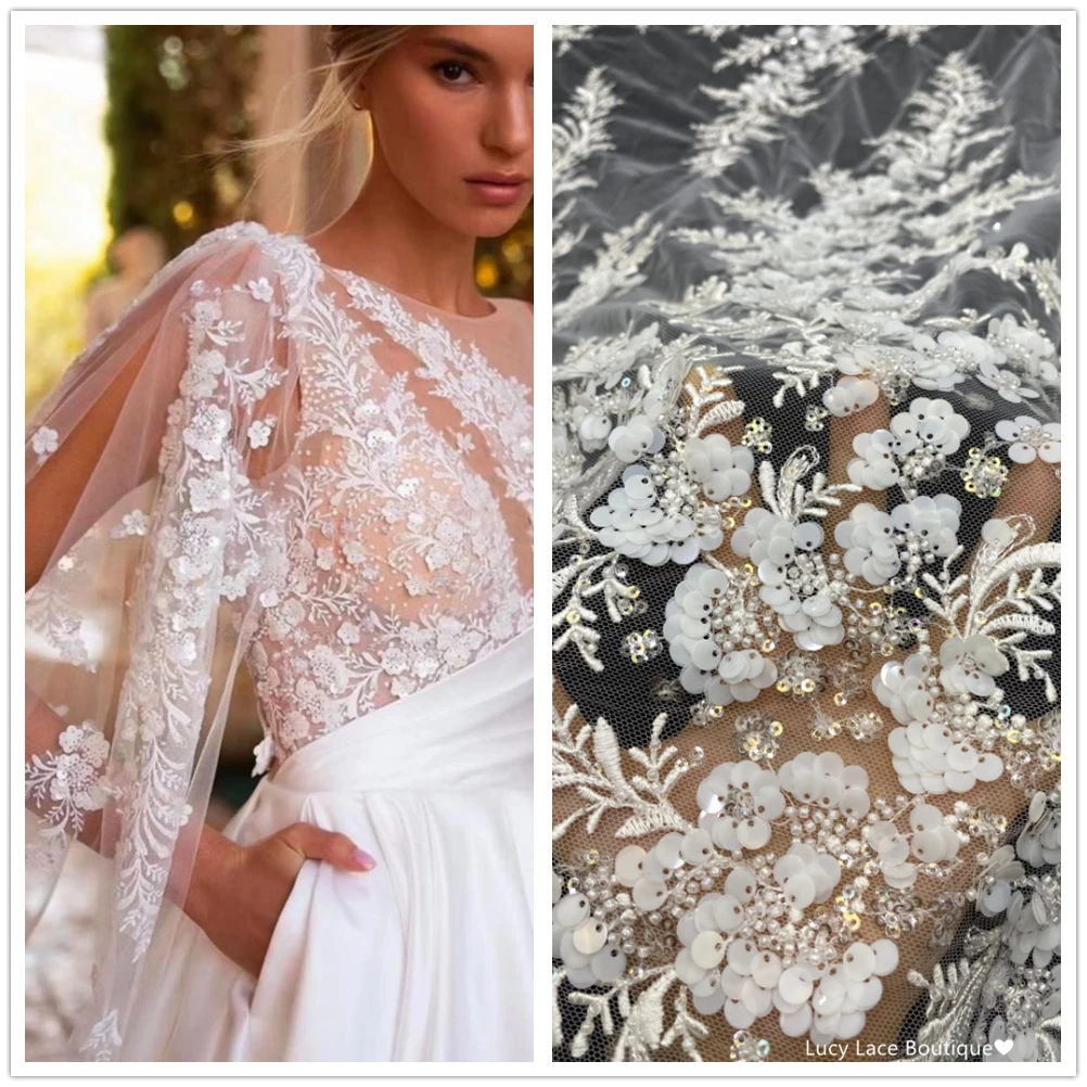 Bloemontwerp naaistoffen Kant en versieringen voor naaien Naaiaccessoires Nieuwe gebroken witte bruiloft kantstoftoepassing