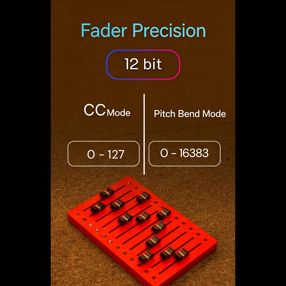 MIDI Controller 10cm High-Precision Faders USB Plug & Play EM-12F 12-Channel Motor Fader
