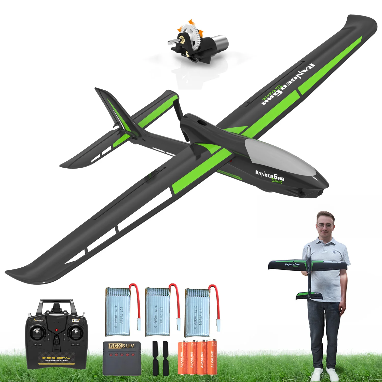 VOLANTEXRC 4-CH RC Plane Glider,Ranger600 Stunts,6-Axis Gyro,3 Flight Modes,One-Key Aerobatic,23.6*18.1 inch,Suitable for Gifts