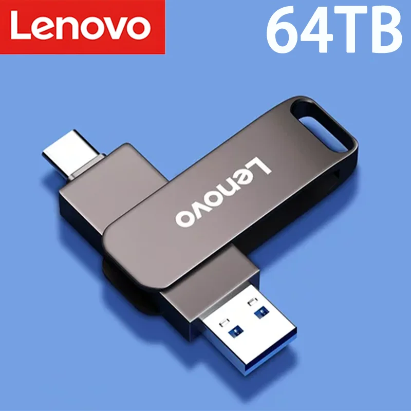 Lenovo 16TB Flash Drive USB 3.2, Flash Drive kecepatan Super tinggi logam kapasitas besar tahan air TypeC memori U Drive portabel