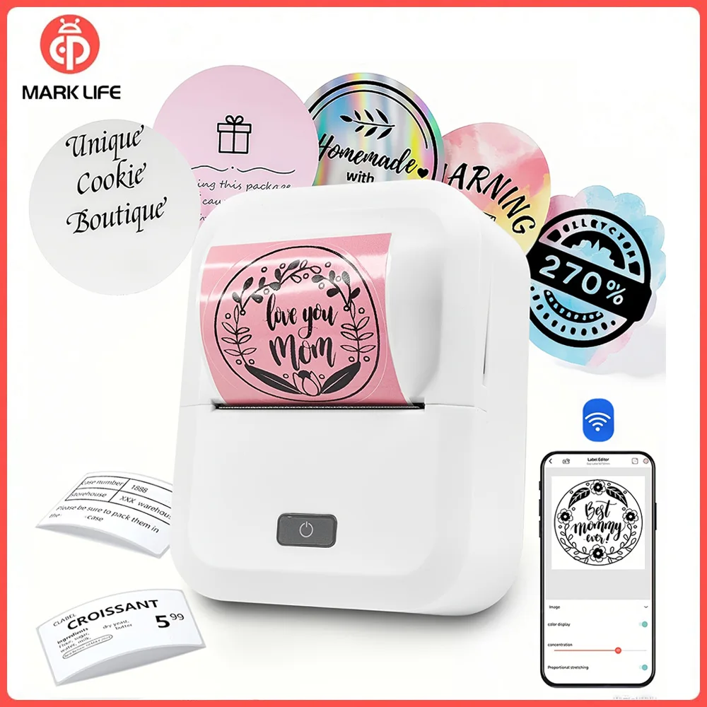 Image of Marklife X2 Thermodrucker Etikettendrucker Tragbarer Bluetooth-Tintenloser selbstklebender Drucker für Geschenk/Diy/Markierung/Tag/Etikettendrucker