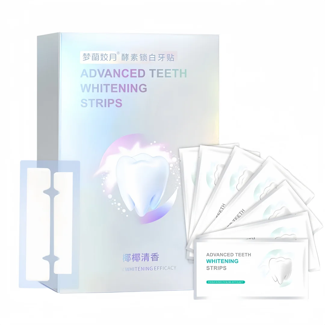 14 Strips 7 Pairs Coconut Teeth Whitening Strips Oral Care Stain Removal Deep Cleaning Teeth Cleaning Strips for Fresh Smile