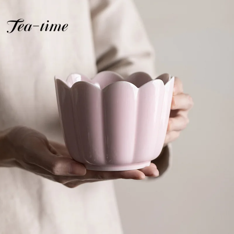 550ml Creative Sunflower Petals Ceramic Tea Washing Basin Writing-brush Washer Tea Dust Cylinder Barrel Chaxi Tea Items Ornament