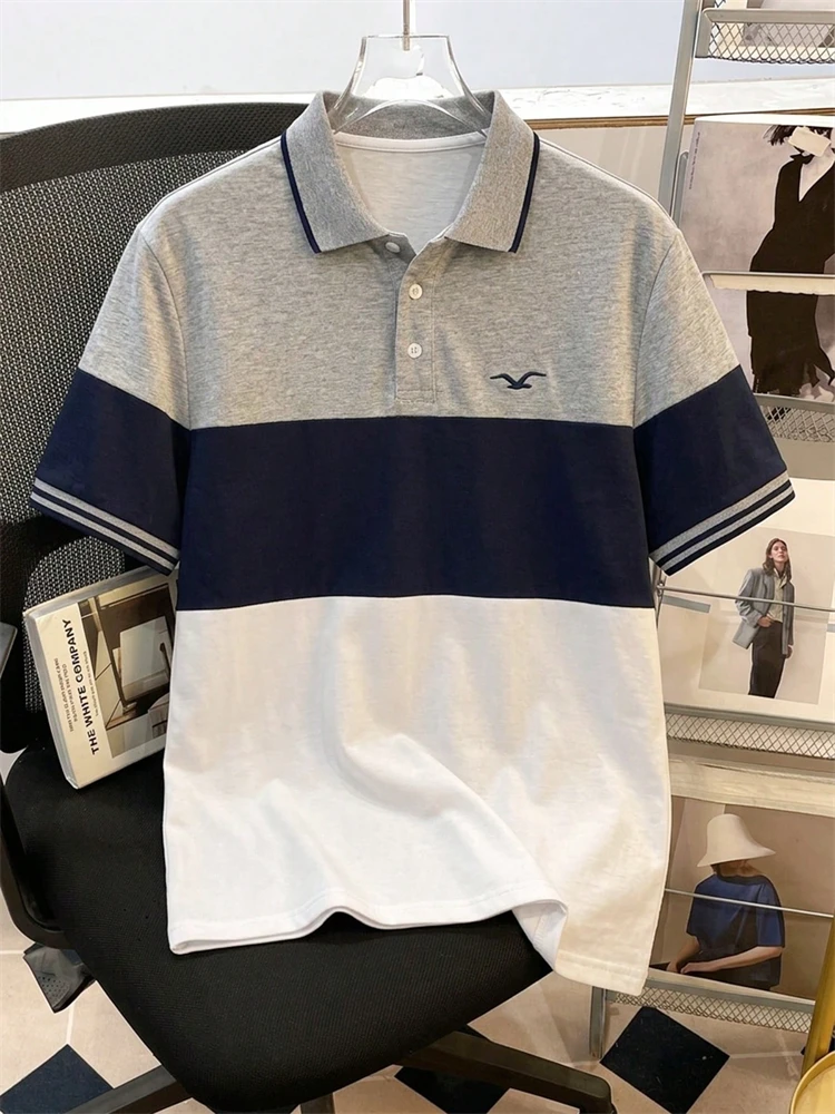 New Summer Collection High-End Men's Polo Shirts Button-Down Collar Short-Sleeve T-Shirts High-End Men's Streetwear