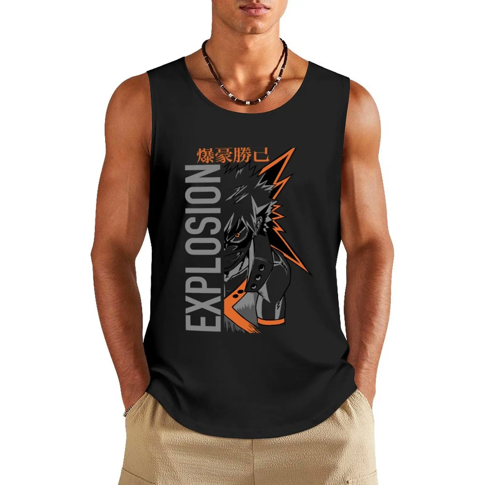 Bakugo Explosion Tank Top T-shirts men Men's gym t-shirts