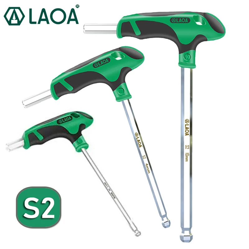 LAOA 1pc Allen Key Universal Double-end Hex Ball Head Spanner T-Type Handle Wrench Repair Auto Hexagon Screwdriver