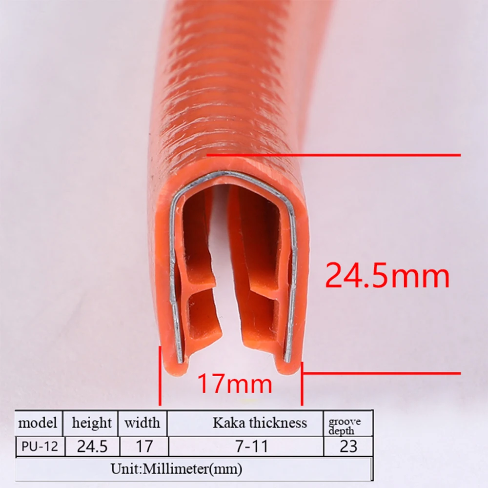 1M U-vormige rubberen afdichtstrip Rand Roestvrij stalen randafdichting Bescherming Deurafdichtingsstrip Auto Stofdichte veiligheidsafdichtingen Strips