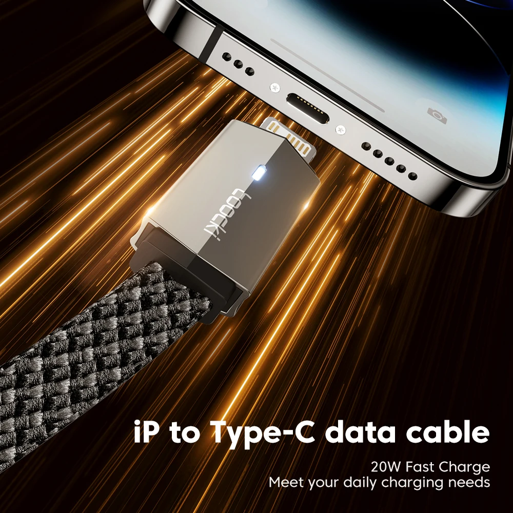 Toocki 2PCS PD 20W USB C To iP Cable 90° Elbow Cable Fast Charge For iPhone 14 13 12 11 Pro Max 8 iPad Airpods iP Port Data Cord