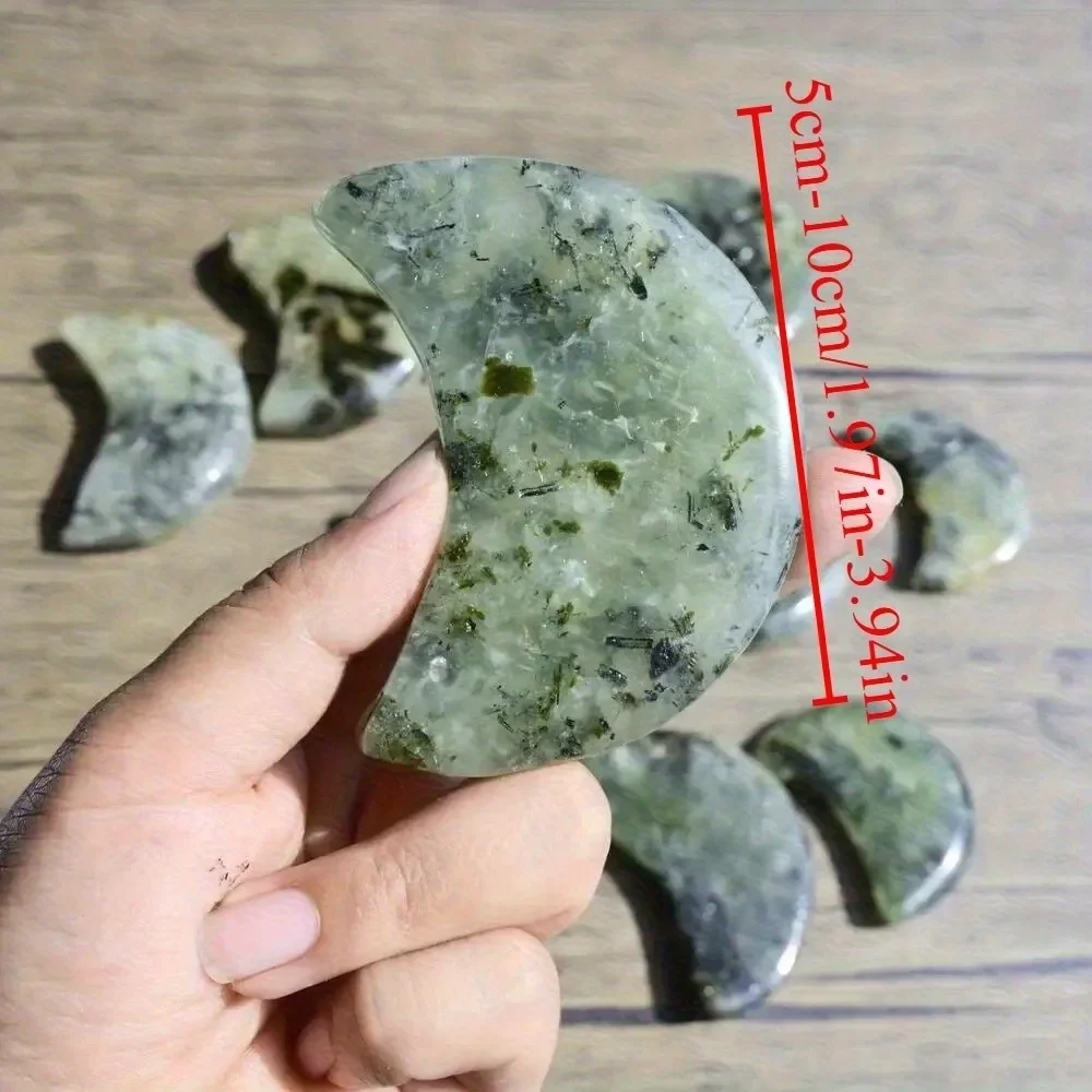 1pc Random Natural Prehnite Druzy Crystal Moon Handcrafts Display Home Decor Gift
