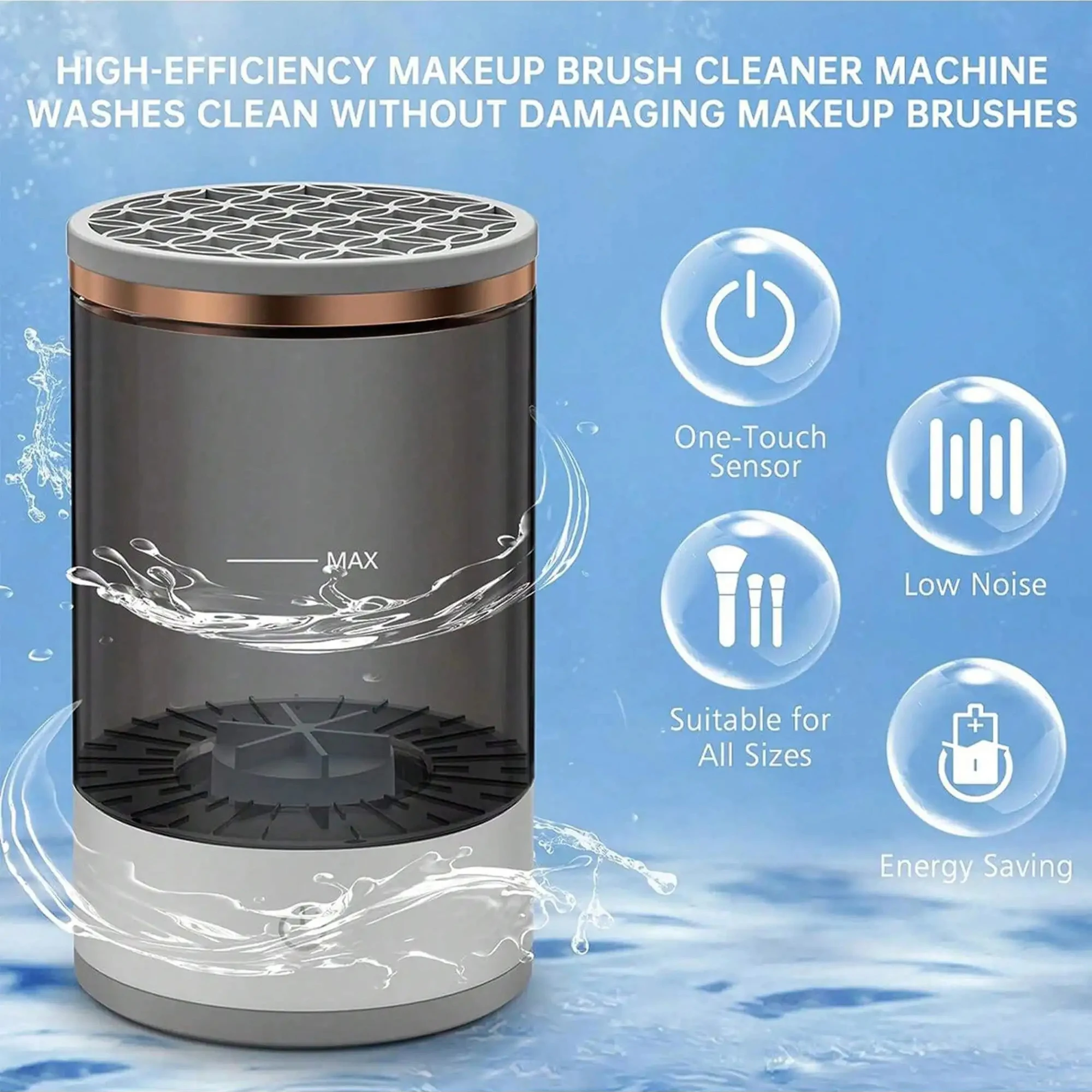 Limpiador de brochas de maquillaje eléctrico Limpia profundamente todos los tipos de brochas, elimina bacterias y protege la piel.