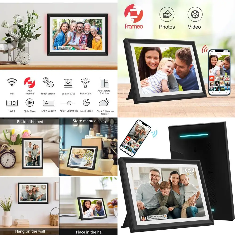 

Цифровая фоторамка Frameo WiFi 10,1, 32 ГБ, сенсорный экран HD IPS, автоматическое вращение, удаленные фотографии