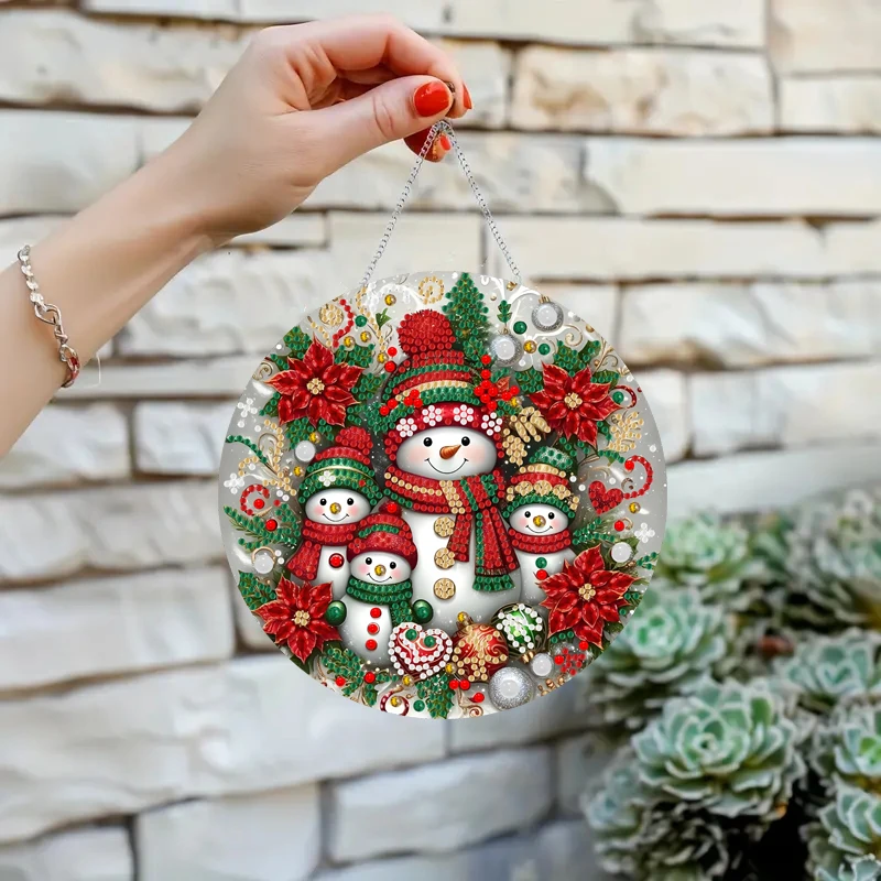 

1 шт. DIY алмазная живопись Рождественское украшение в виде снеговика акриловое окно, двери, подвесное украшение для дома, сада, рождественские подарки