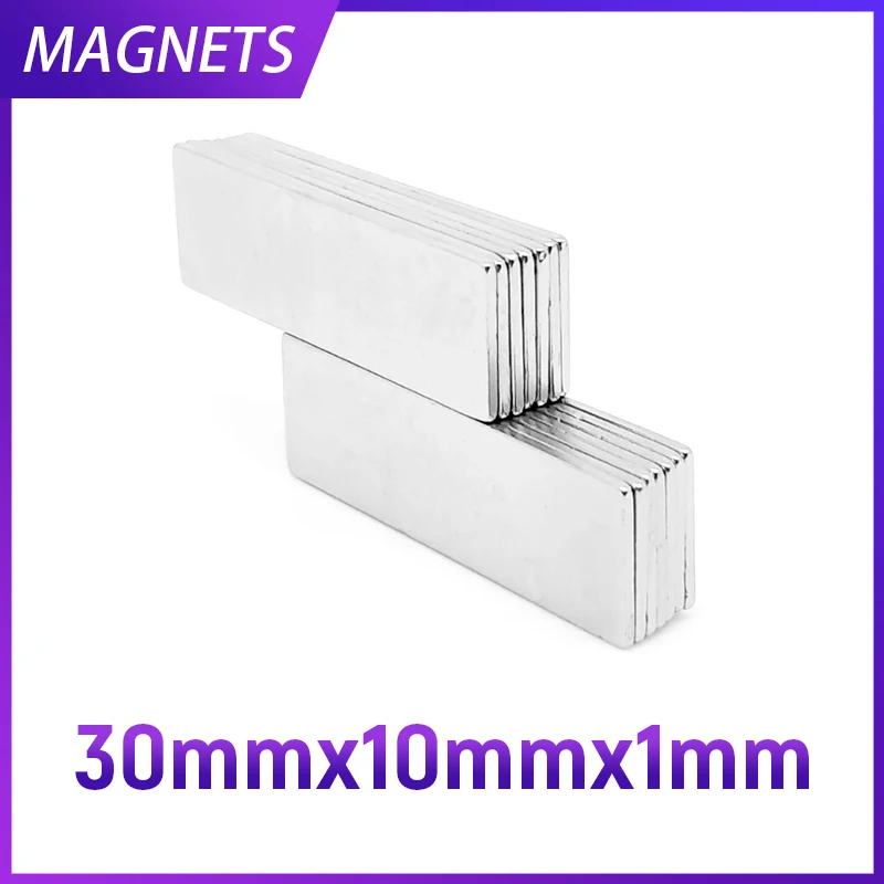 5~200PCS 30x10x1mm Neodymium Block Rectangular Magnets Super Strong Permanent Square Magnet Cube Imanes 30mm x 10mm x 1mm