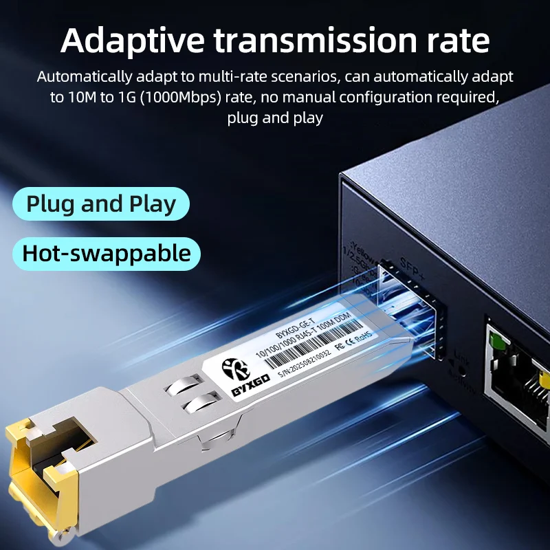 1000BASE-T SFP RJ45 모듈 시스코/주니퍼/델 스위치용 구리 SFP 트랜시버 라우터/서버용 기가비트 멀티 레이트 RJ45 SFP