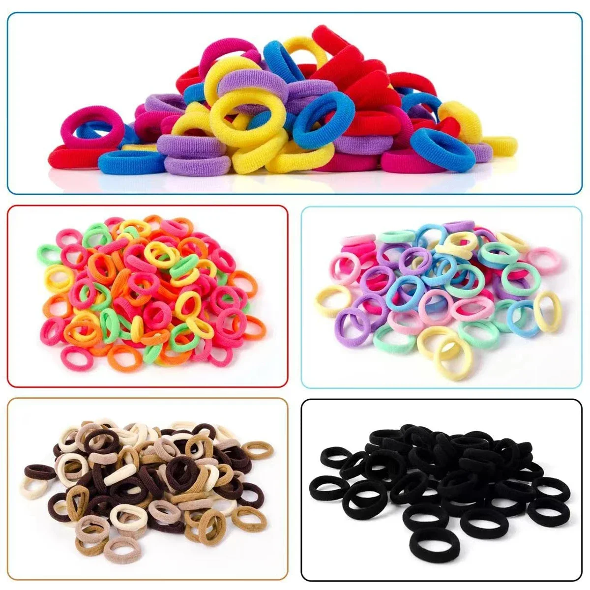 100/300/500 Stück bunte elastische Haarbänder für Mädchen, Pferdeschwanz-Halt, Haargummi, Gummibänder, Scrunchie, Haarschmuck, Bänder für Mädchen – Detail 1