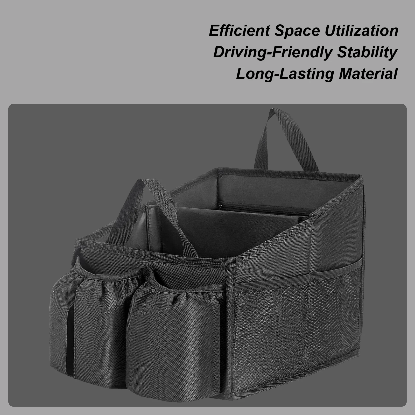 

Front Seat Organizer Foldable Console Storage Caddy Multi-Compartment Interior Organizer Accessories For Toys Tissues Snacks