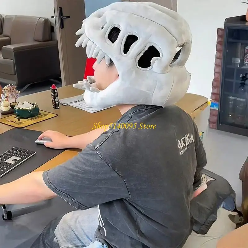 DXAE Popular Dinosaur Skull Headcover Hat for Kids and Adults Quick Zippered Headgear