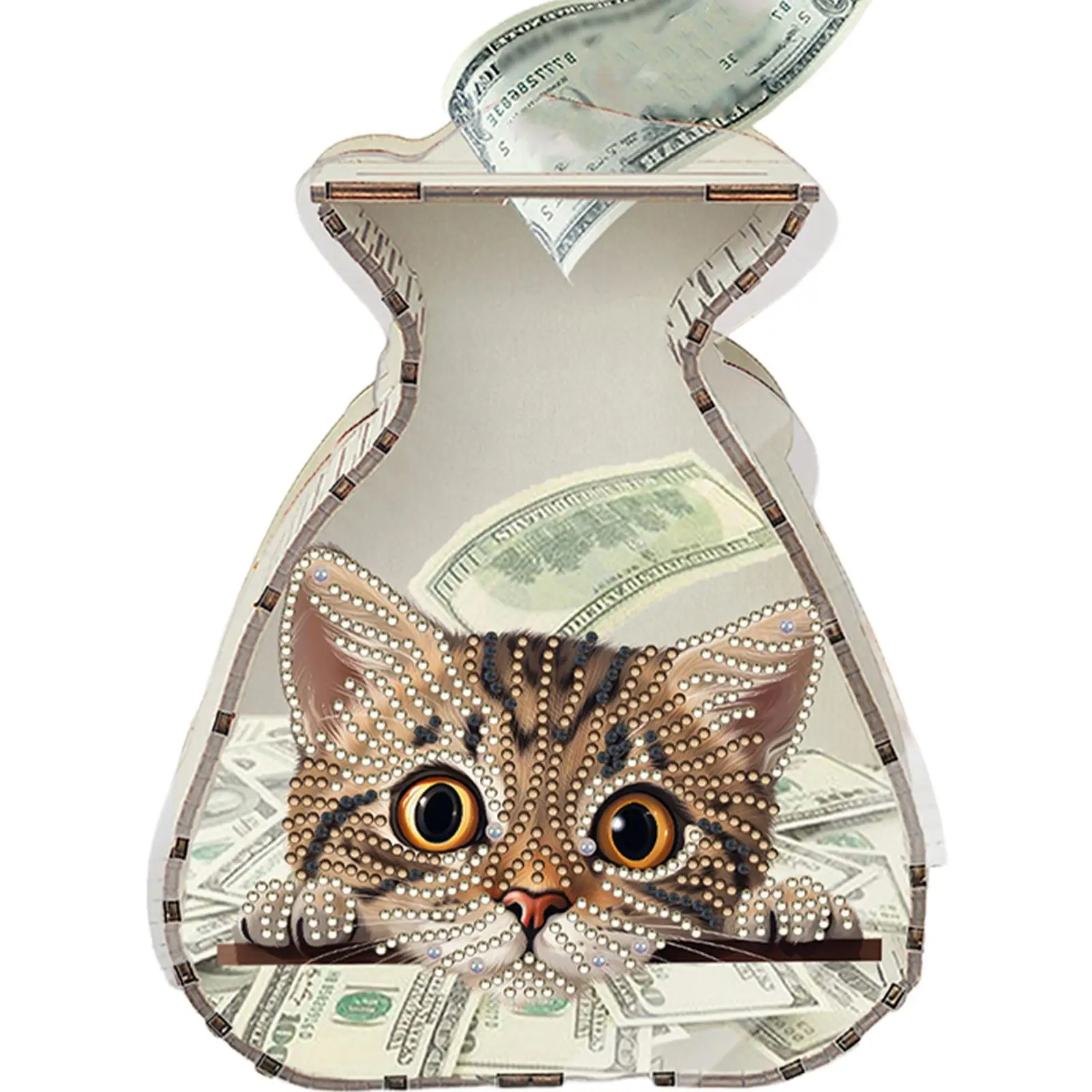 

Акриловая деревянная копилка в форме кошачьей сумки с алмазной мозаикой для домашнего декора