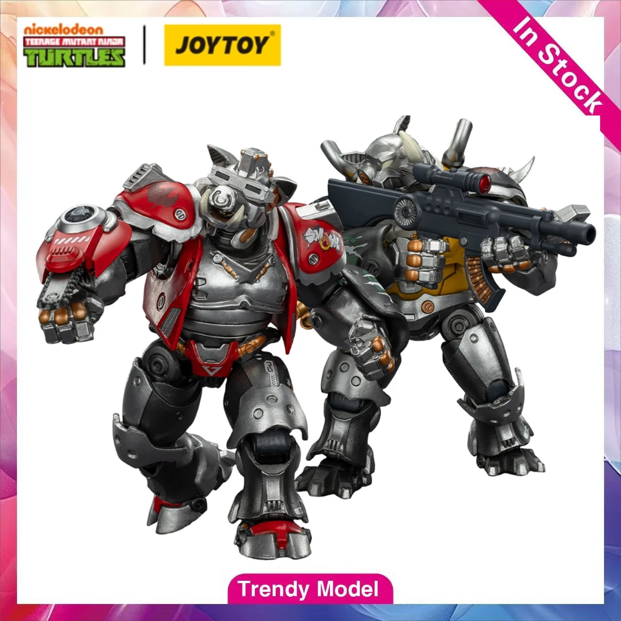 

【TM】JOYTOY Scale 1/18 TMNT-Mighty Rocksteady &Super Bebop Duo Action Figure Figure Model Toy Gift