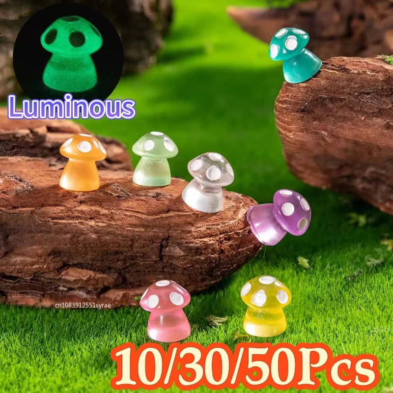 10-50PCS Mini Mushroom Moss Microlandscape Decoration Miniature Luminous Mushrooms Fairy Garden Accessories Home DIY Decor