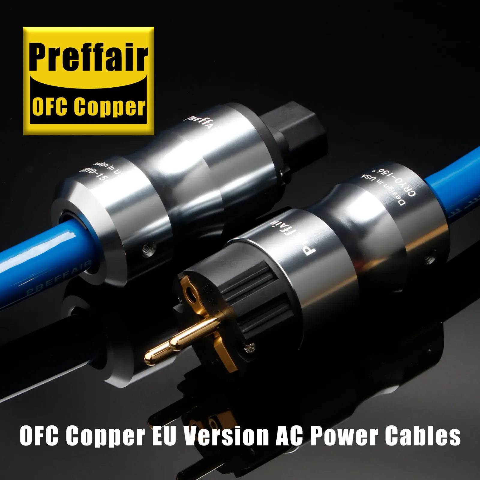 Preffair D515 99.9998% OFC Power Cable Audio CD Amplifier Power Cord Gold Plated EU/US/AU Plugs HIFI AC Mains Power Cable