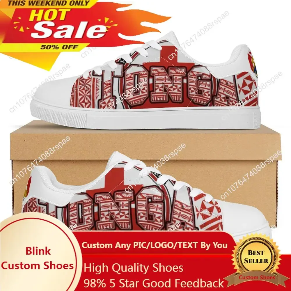 

Newest Design Red Tonga Printed Flat Sneaker Polynesian Samoa Tribal Custom Fashion Walking Sport Shoes Women Running Shoes