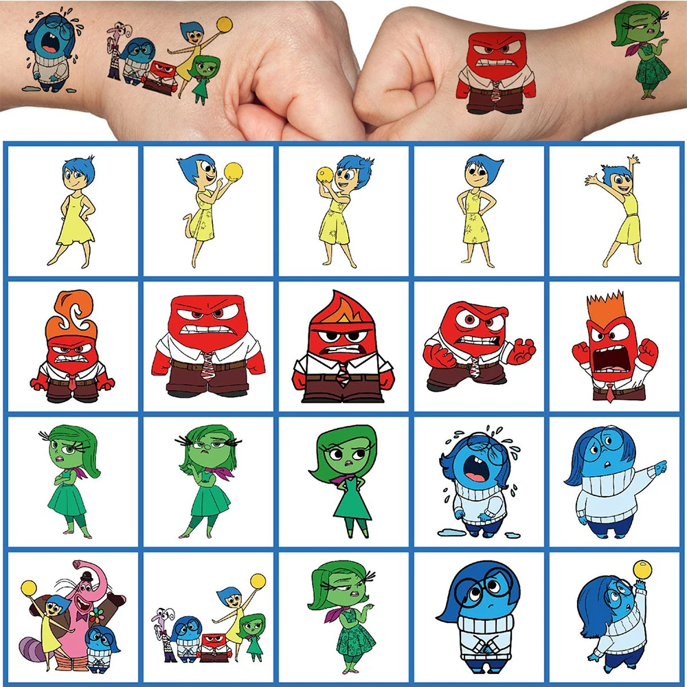 

20pcs Disney Inside Out Tattoo Stickers Cartoon Children's Temporary Fake Tattoos Kids Girl Waterproof Art Tattoos Birthday Gift