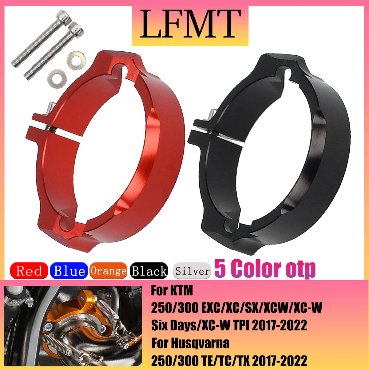 

CNC Motorcycle Exhaust Tip Muffler Pipe Clamp With Flanges For KTM 250 300 EXC SX XC XCW/XC-W Six Days/XC-W TPI 2017-2022