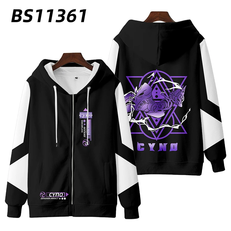 Genshin impacto impressão 3d zip up hoodie moletom gráfico das mulheres dos homens streetwear hip hop cyno cosplay jaqueta com capuz outwear