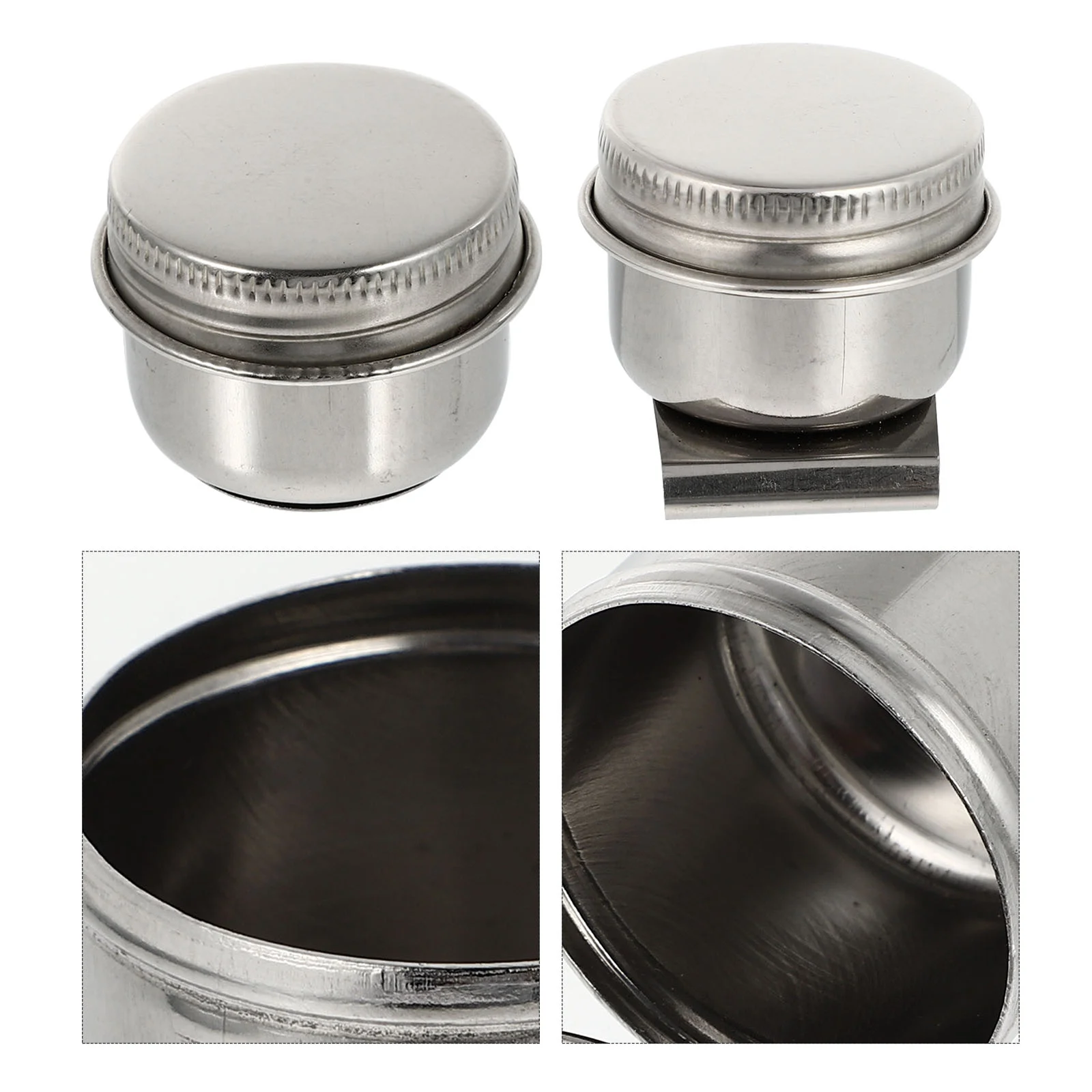 2 Pcs Container Variety Pen Pot Double Dipper Palette Cup 45X42X35CM Stainless Steel Oil For Painting