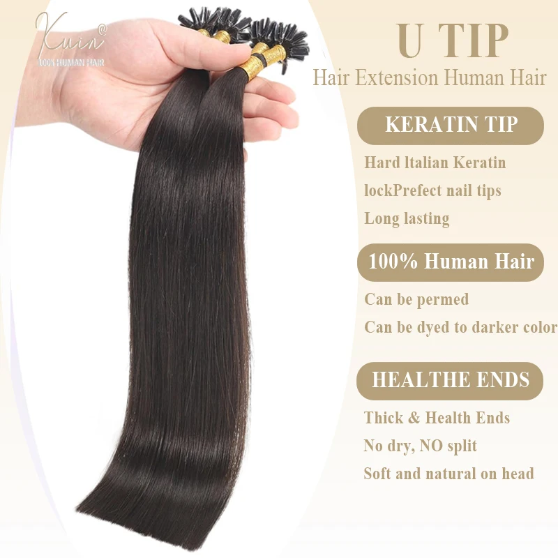 U Tip Hair Extension Human Hair 0.8g 1g/s Nail U Tip Hair For Women 12-26