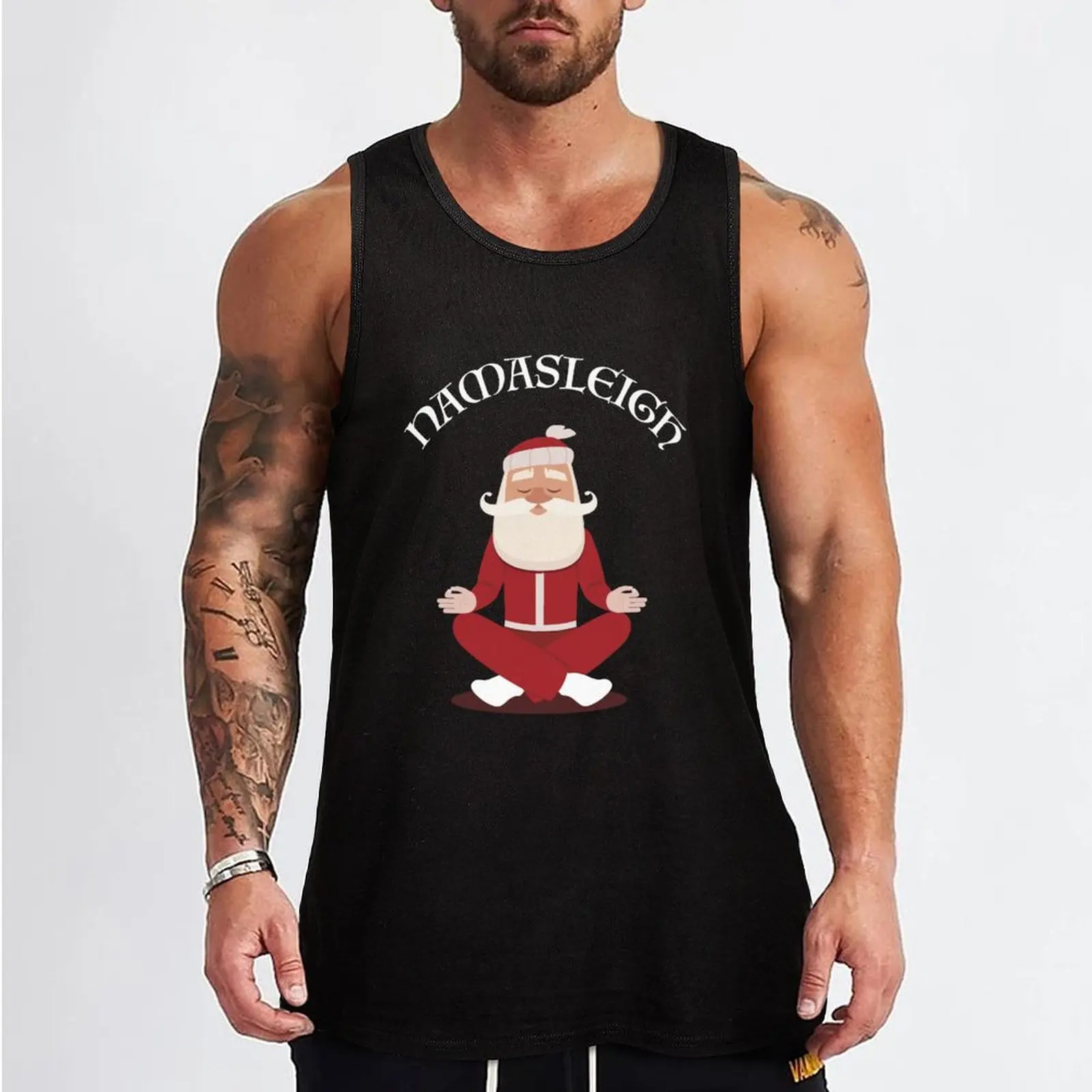 Funny Christmas Namasleigh Santa Yoga Position Gif Tank Top sports suits Men's summer clothes 2024