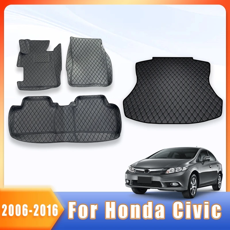 

Car Floor Mat Trunk Carpet For Honda Civic 2006 2007 2008 2009 2010 2011 2012 2013 2014 2015 2016 Leather Foot Pad Car Parts