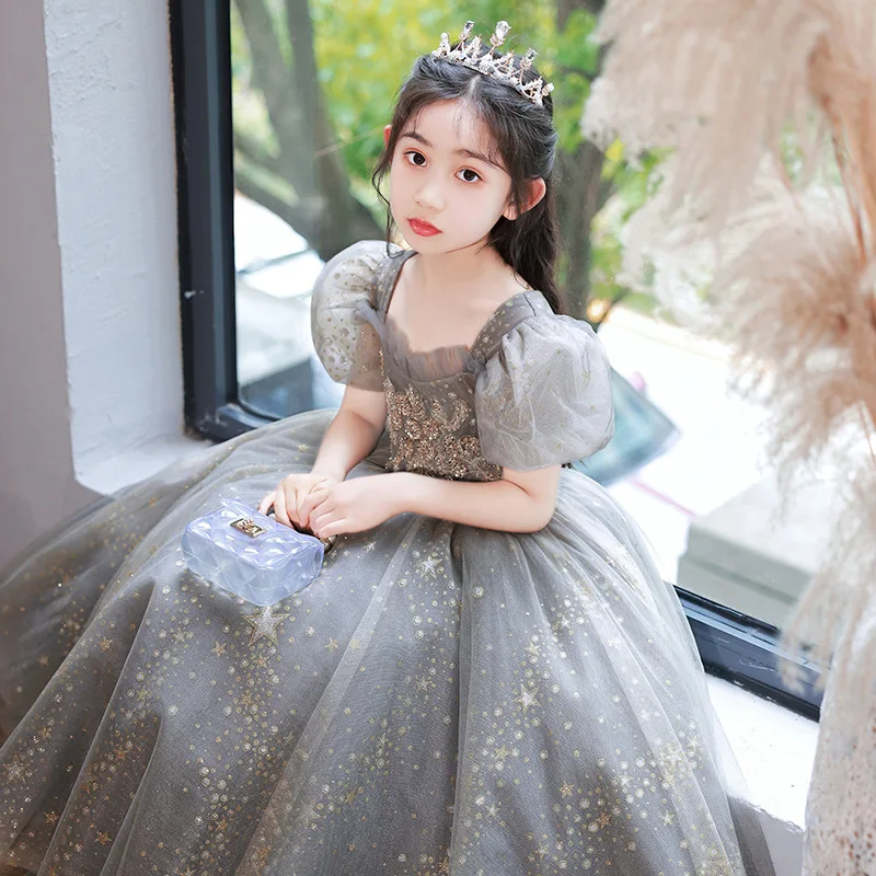 

Children's Formal Dress Princess Dress High-end Girls' Piano Performance Dress New Flower Girl Puffy Dress Host Evening Dress Su