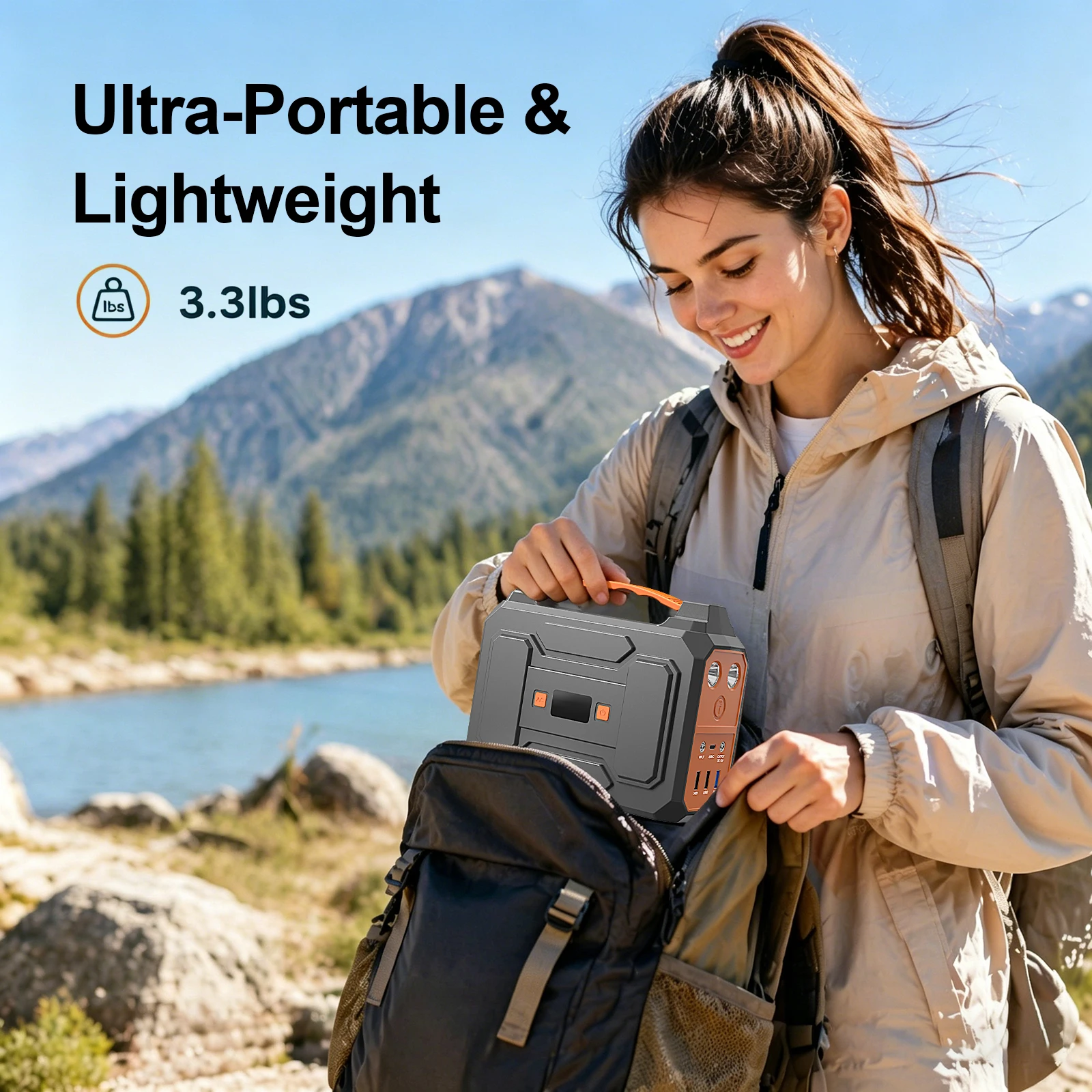 100W/146Wh Portable Power Station Solar Generator AC DC USB USB C Power Bank LED Flashlight For Laptop Phone Tablet Fan Camera Tent Camping Outdoor Trip Emergency Use view 5