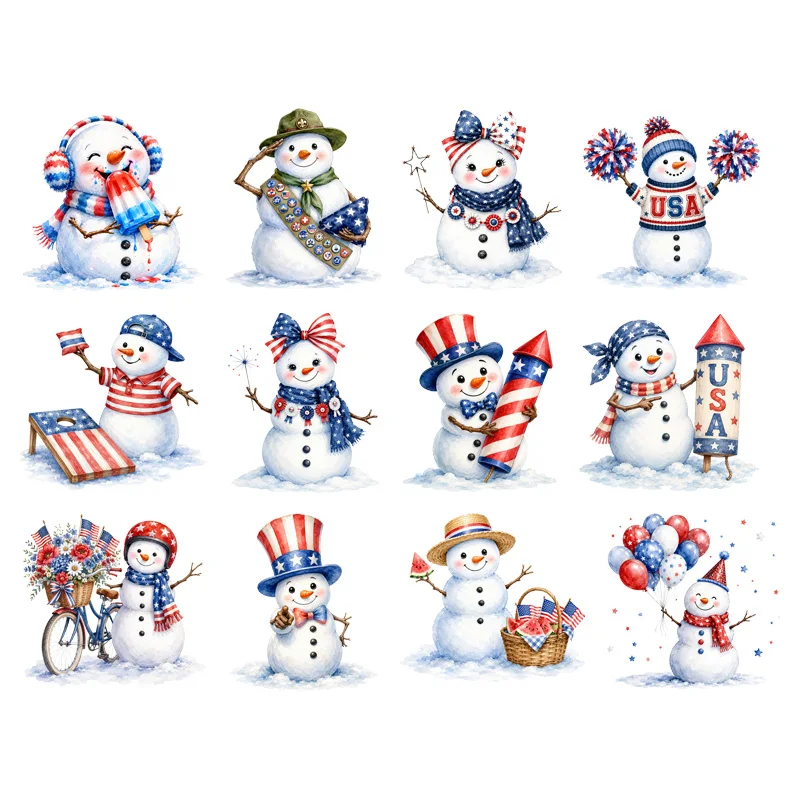 Cartoon Santa Claus Snowman set Heat Press Printed Accessories Patch Heat Transfer DIY children's clothing decoration sticker