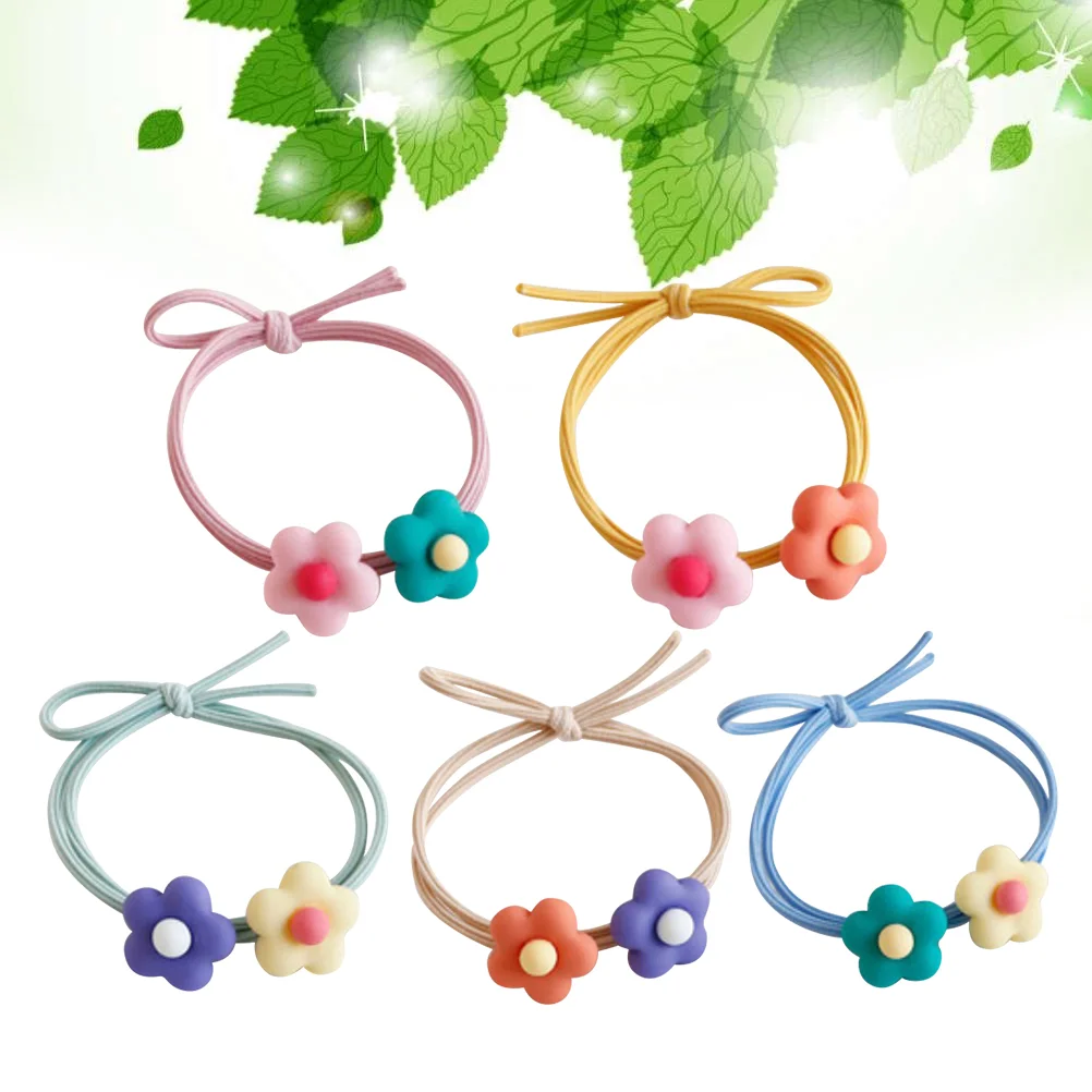 5 uds lazos para el cabello anillo de flores elástico cuerda de moda para niños soporte de cola de caballo niño