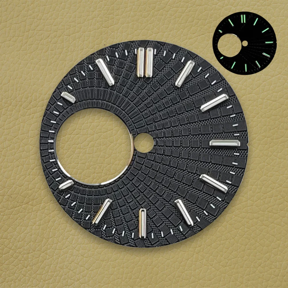 28.5 مللي متر S شعار الجوف خارج الطلب صالح NH38 حركة الأخضر مضيئة عالية الجودة ساعة مزدوجة تعديل الملحقات #3